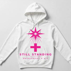 Still Standing Hoodie — White & Pink (Ladies)